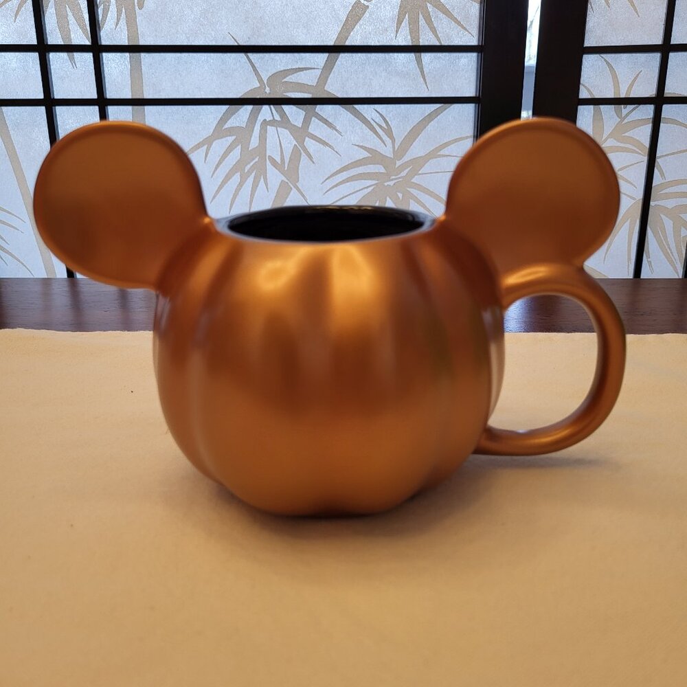 Disney Parks WDW Metallic Copper Colour Pumpkin Mickey Mouse Sculpted Mug
